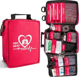 First Aid Kit, Trauma First Aid Kits with Labelled Compartments Molle System, Professional Emergency Kits for Home, Office, Car, Outdoor, Hiking, Travel, Camping
