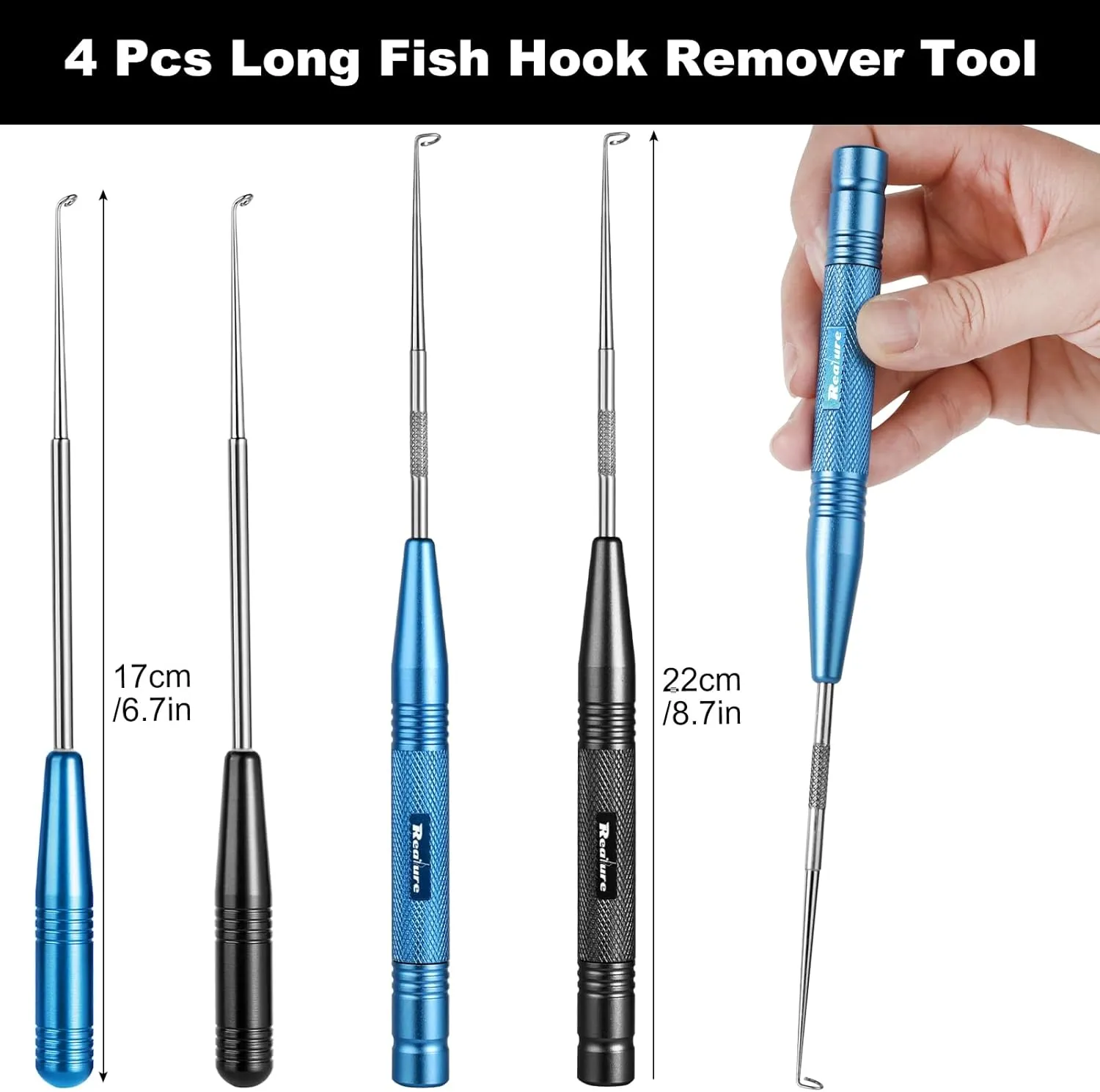 Fish Hook Remover Tool Fishing Hook Quick Removal Device Descending 2 Sizes for Saltwater Security Extractor, Fishhook Unhooking Stainless Steel Magnetic Release Accessories