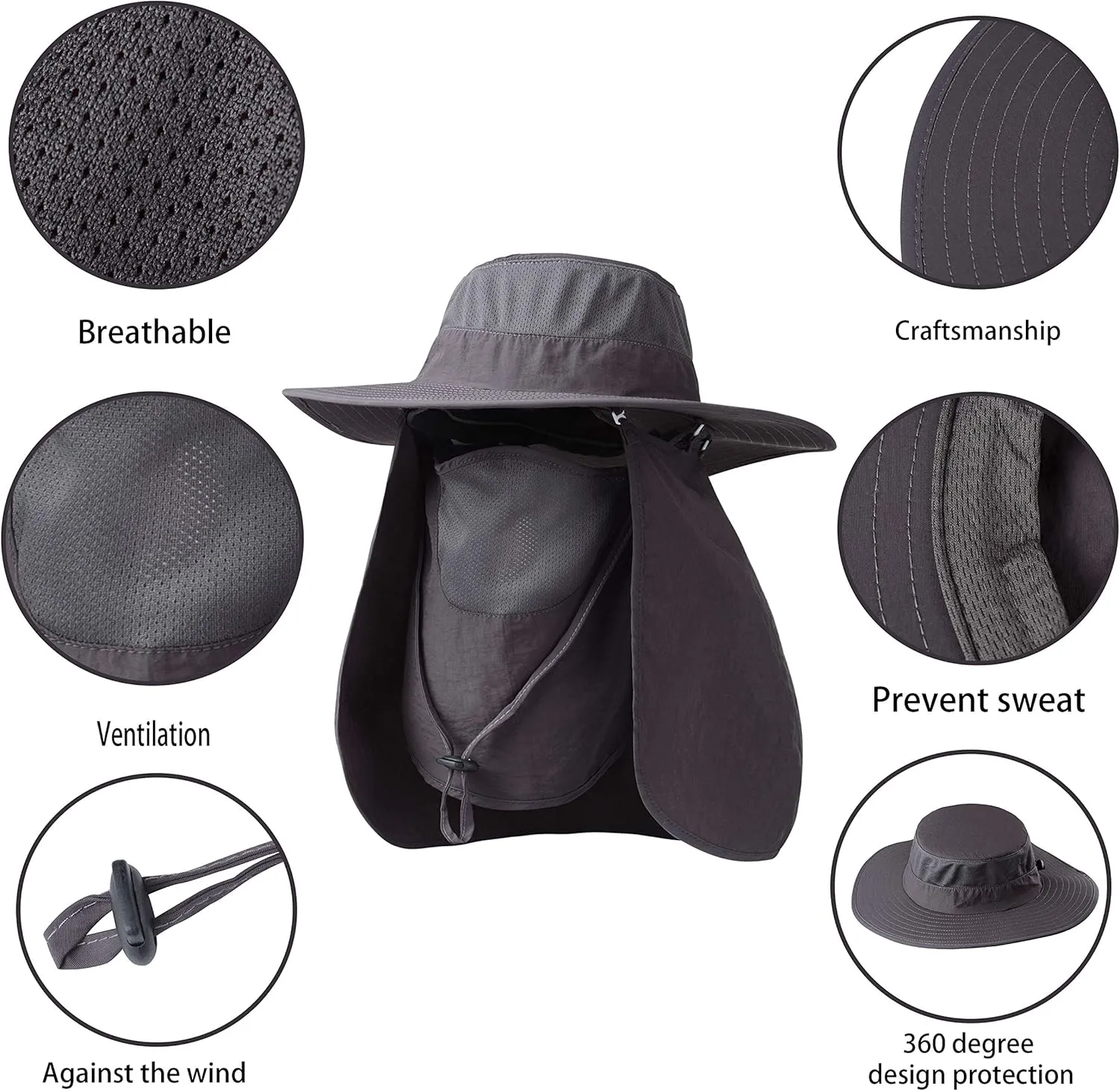 Fishing Hat,Sun Cap with UPF 50  Sun Protection and Neck Flap,for Man and Women