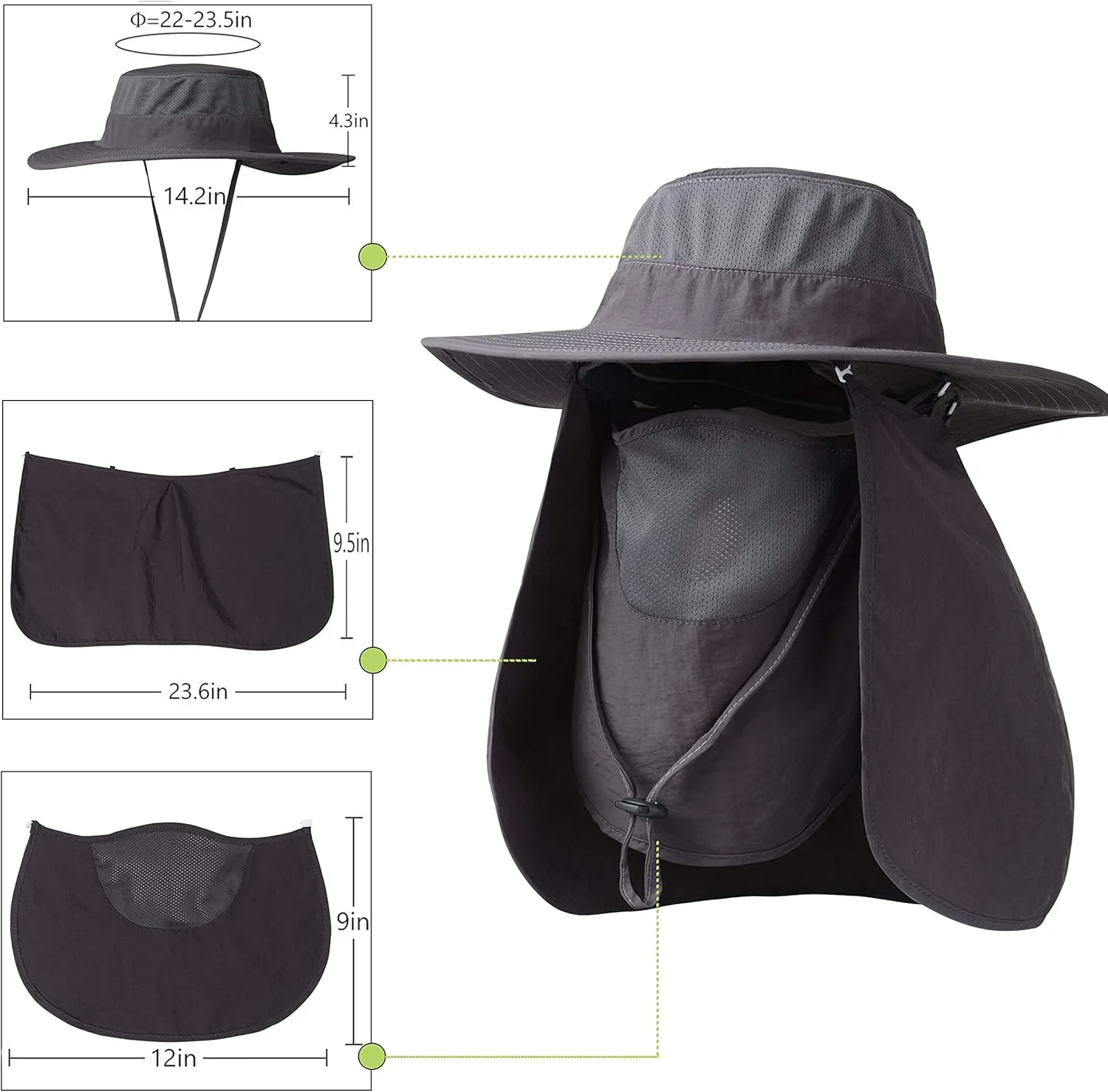 Fishing Hat,Sun Cap with UPF 50  Sun Protection and Neck Flap,for Man and Women