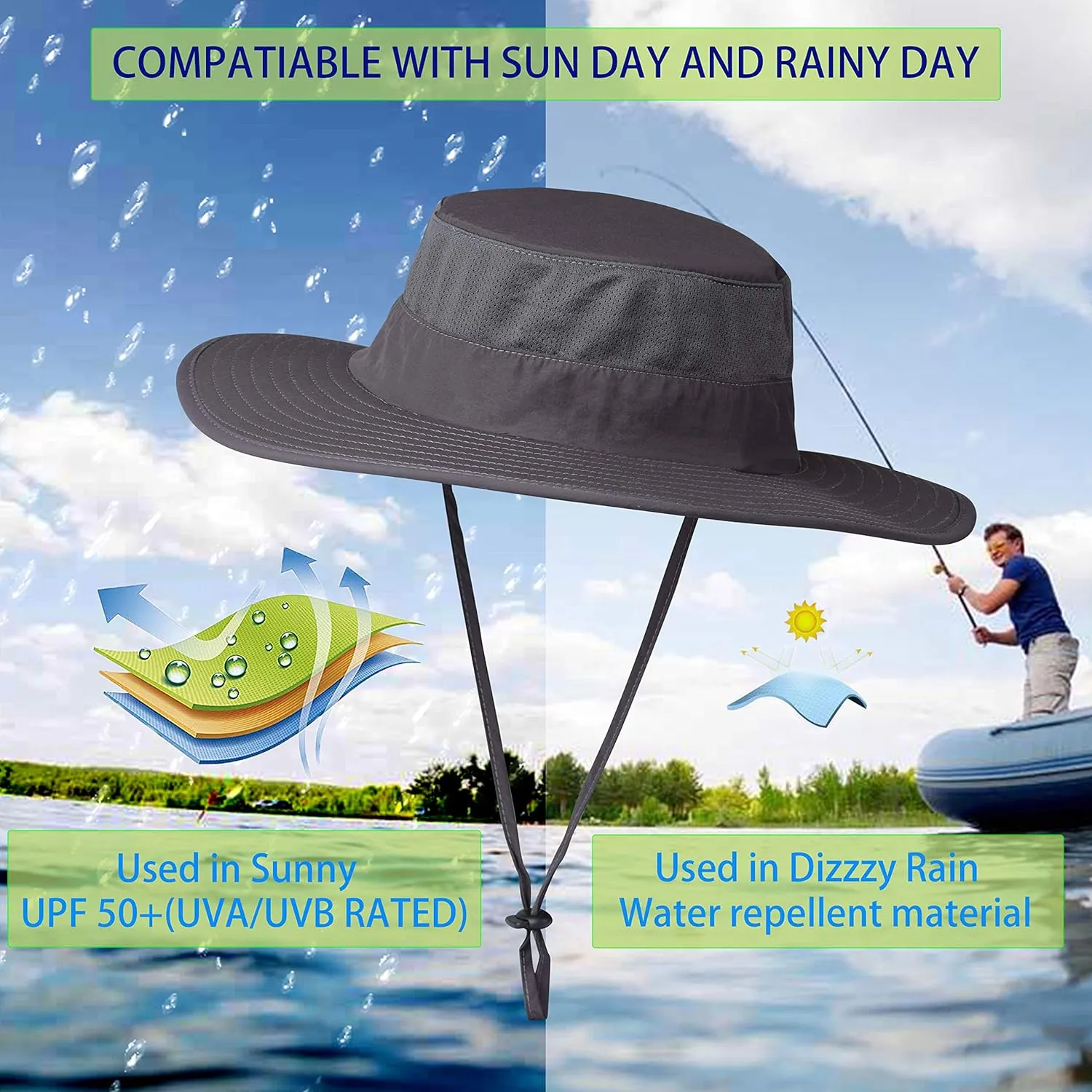 Fishing Hat,Sun Cap with UPF 50  Sun Protection and Neck Flap,for Man and Women