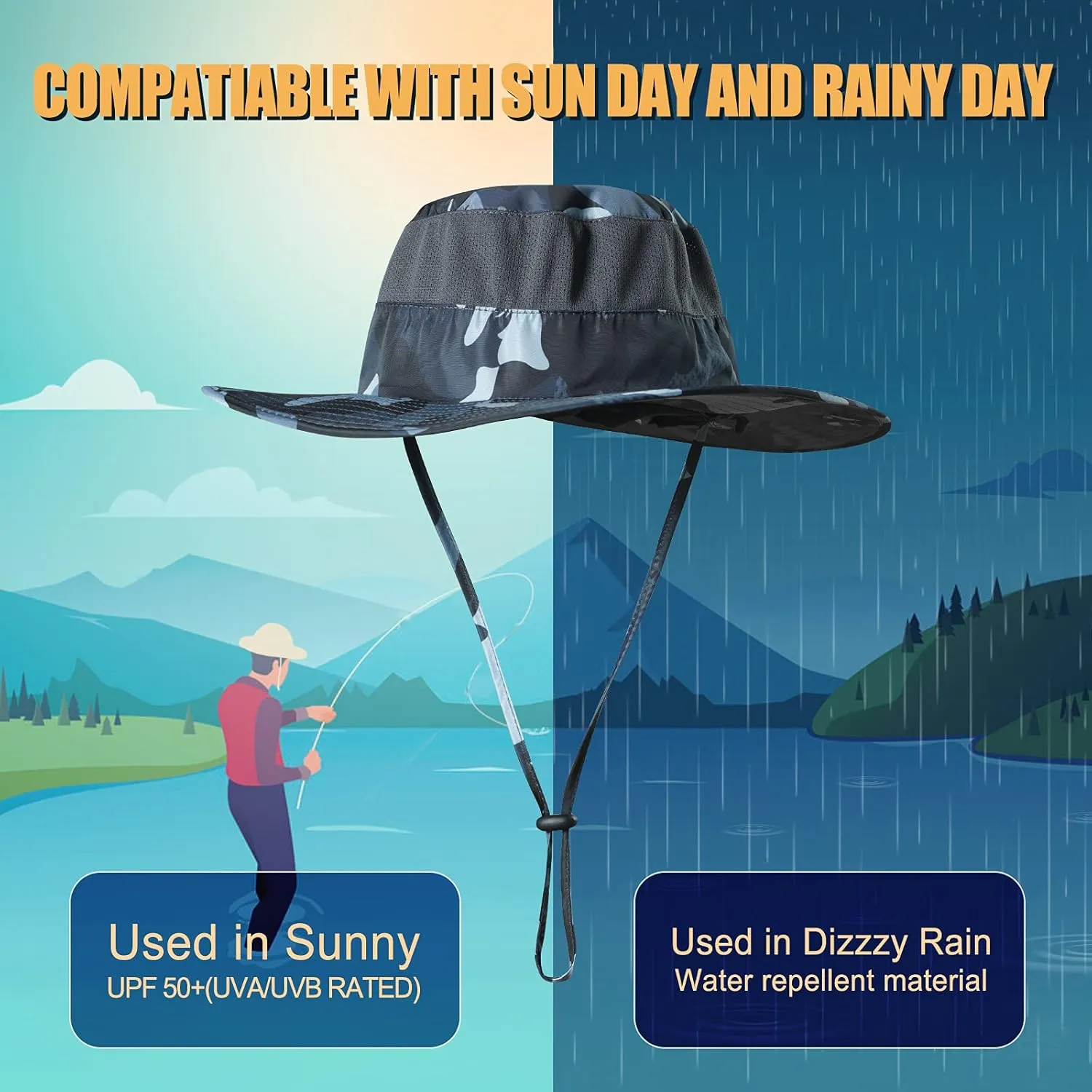 Fishing Hat,Sun Cap with UPF 50  Sun Protection and Neck Flap,for Man and Women