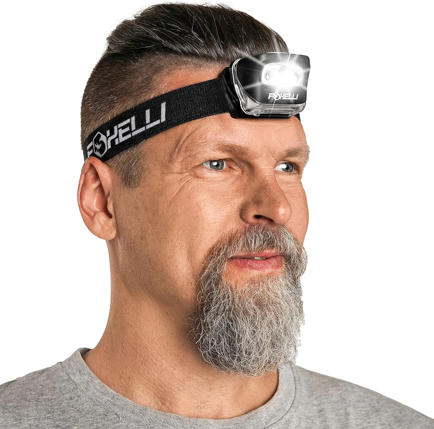 Foxelli LED Headlamp Flashlight for Adults & Kids, Running, Camping, Hiking Head Lamp with White & Red Light, Comfortable Headband, Lightweight & Waterproof, 3 AAA Batteries