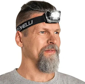 Foxelli LED Headlamp Flashlight for Adults & Kids, Running, Camping, Hiking Head Lamp with White & Red Light, Comfortable Headband, Lightweight & Waterproof, 3 AAA Batteries