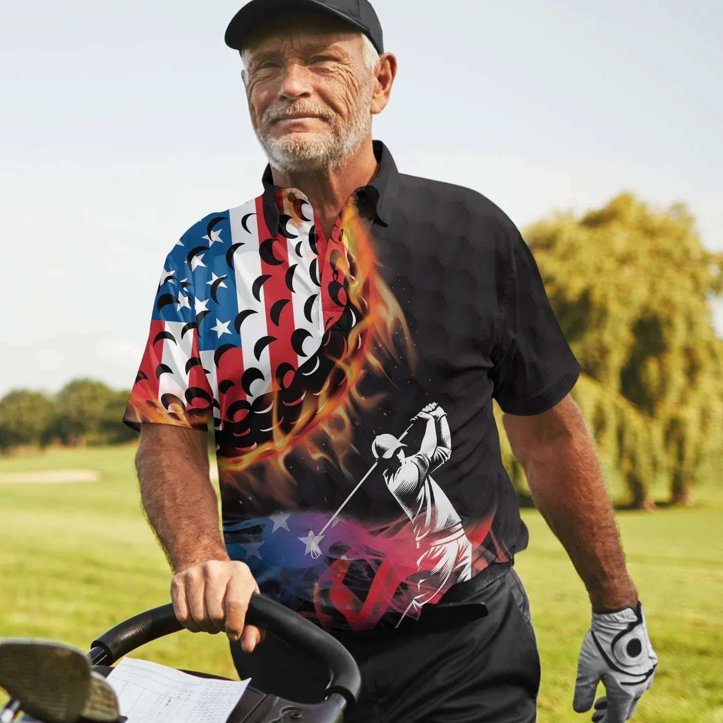 Funny Golf Shirts for Men Dry Fit, Tropical Hawaiian Golf Polo Shirt, Mens Golf Polos Golfing