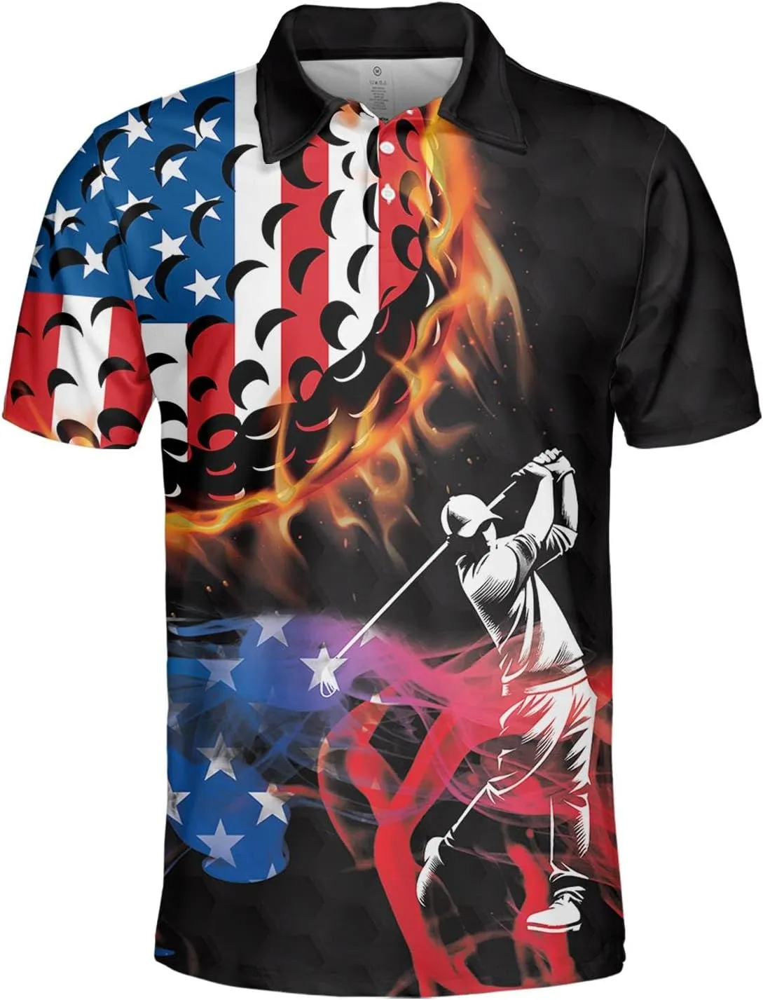 Funny Golf Shirts for Men Dry Fit, Tropical Hawaiian Golf Polo Shirt, Mens Golf Polos Golfing