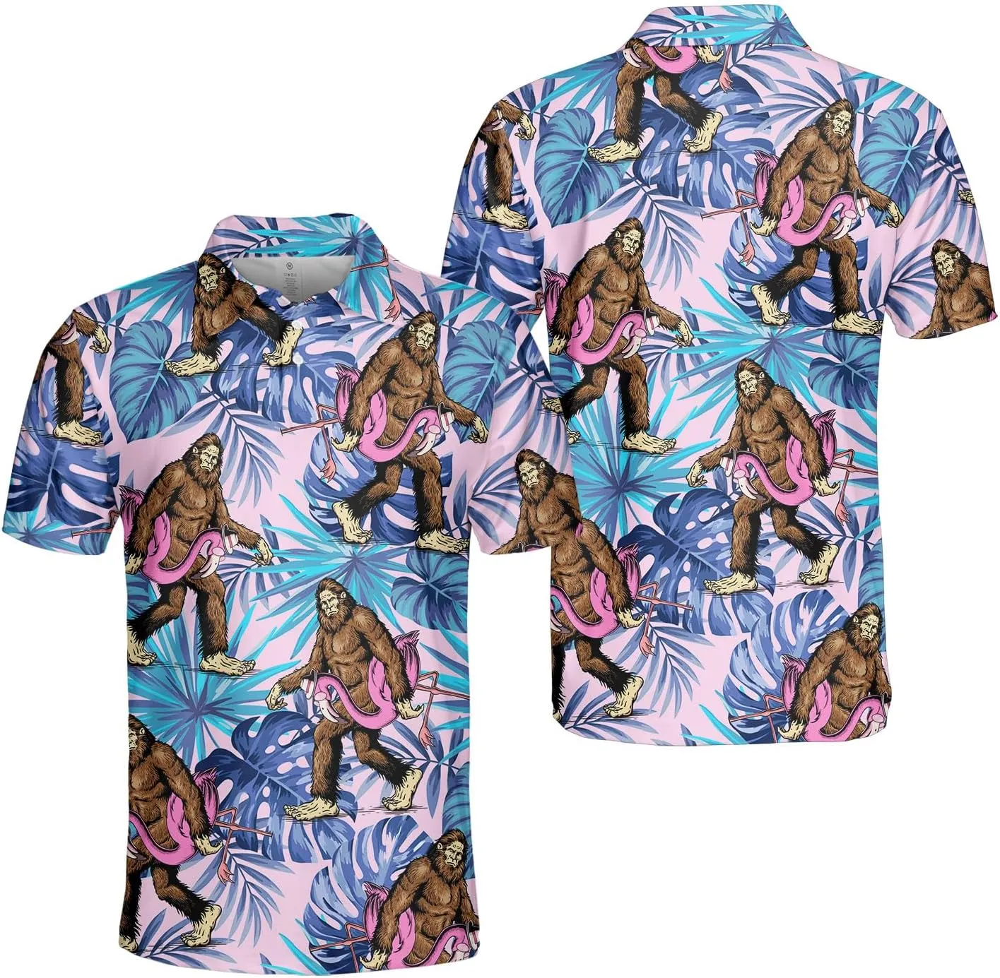 Funny Golf Shirts for Men Dry Fit, Tropical Hawaiian Golf Polo Shirt, Mens Golf Polos Golfing