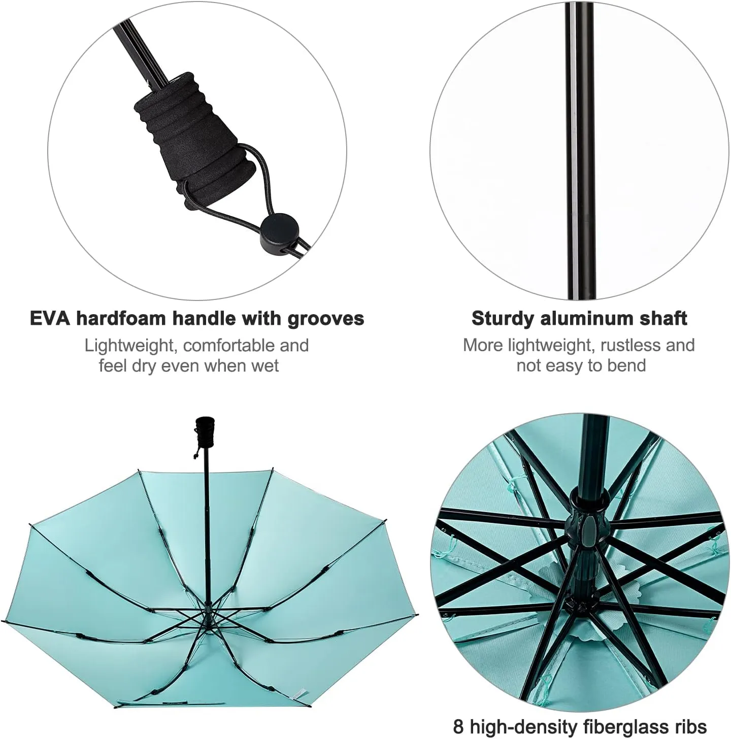 G4Free Liteflex Hiking Umbrella Mini Compact Ultralight Collapsible Reflective Silver Trekking Backpacking Umbrella