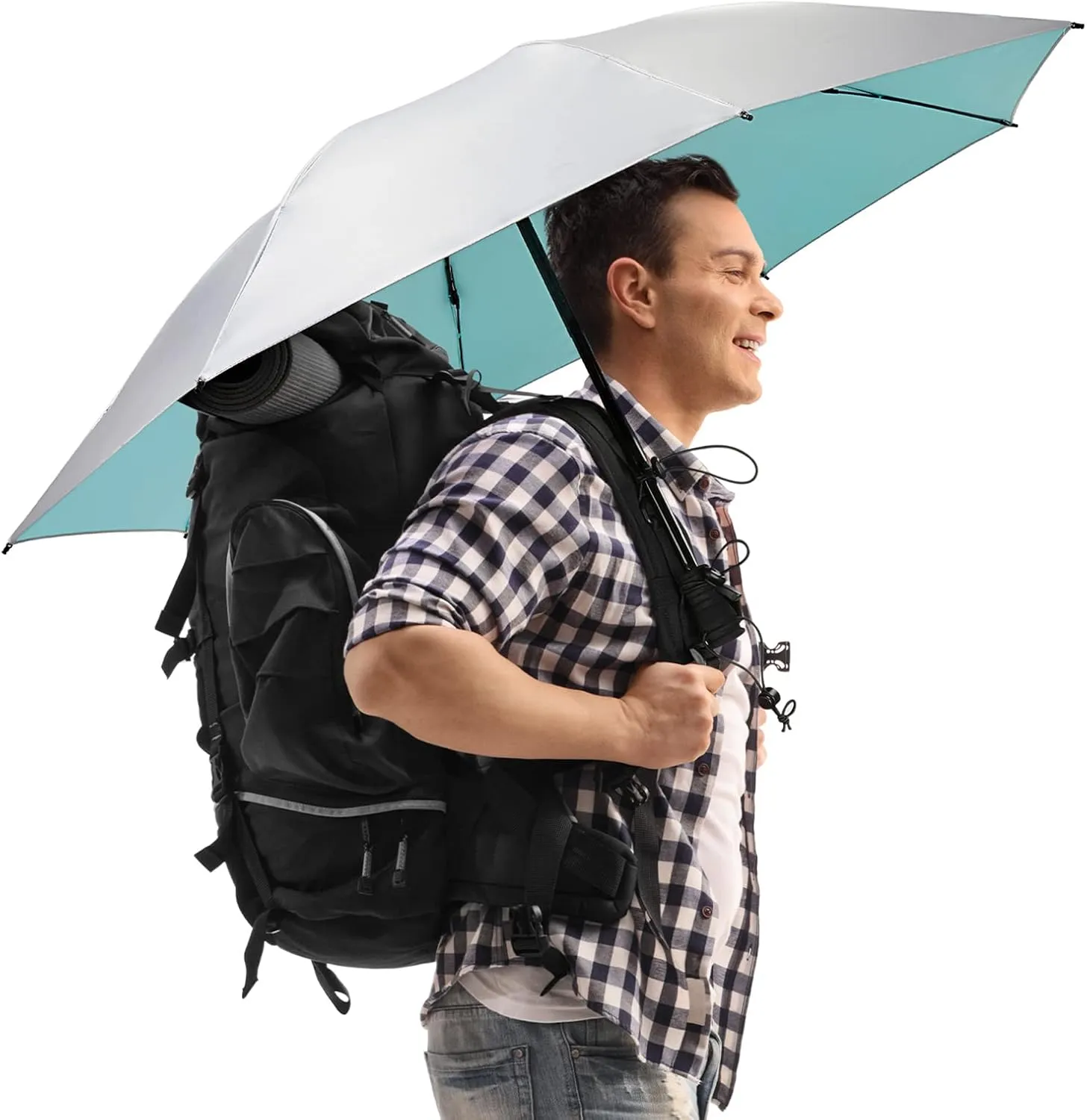 G4Free Liteflex Hiking Umbrella Mini Compact Ultralight Collapsible Reflective Silver Trekking Backpacking Umbrella