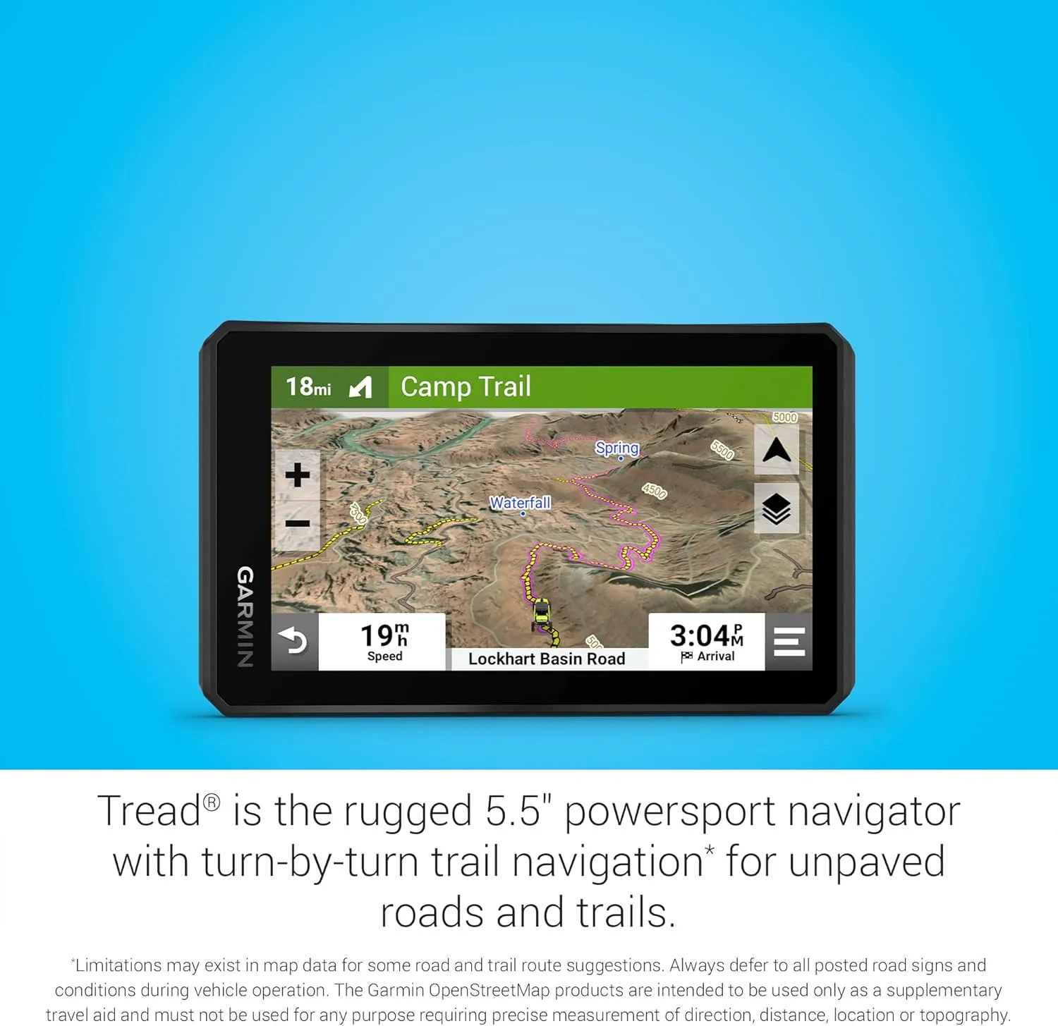 Garmin Tread Powersport Off-Road Navigator, Includes Topographic Mapping, Private and Public Land Info and More, 5.5" Display