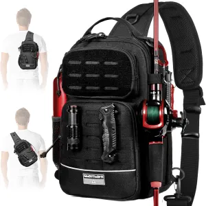 Ghosthorn Fishing Backpack with Rod Holder - Tackle Sling Bag - Fly Fishing Gifts for Men and Women