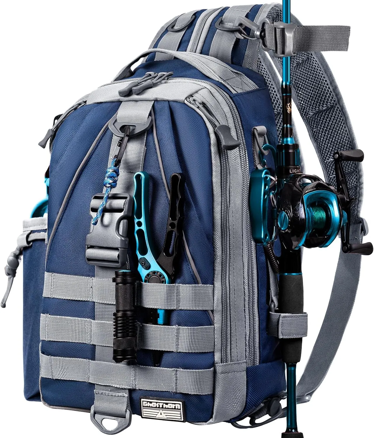 Ghosthorn Fishing Backpack with Rod Holder - Tackle Sling Bag - Fly Fishing Gifts for Men and Women