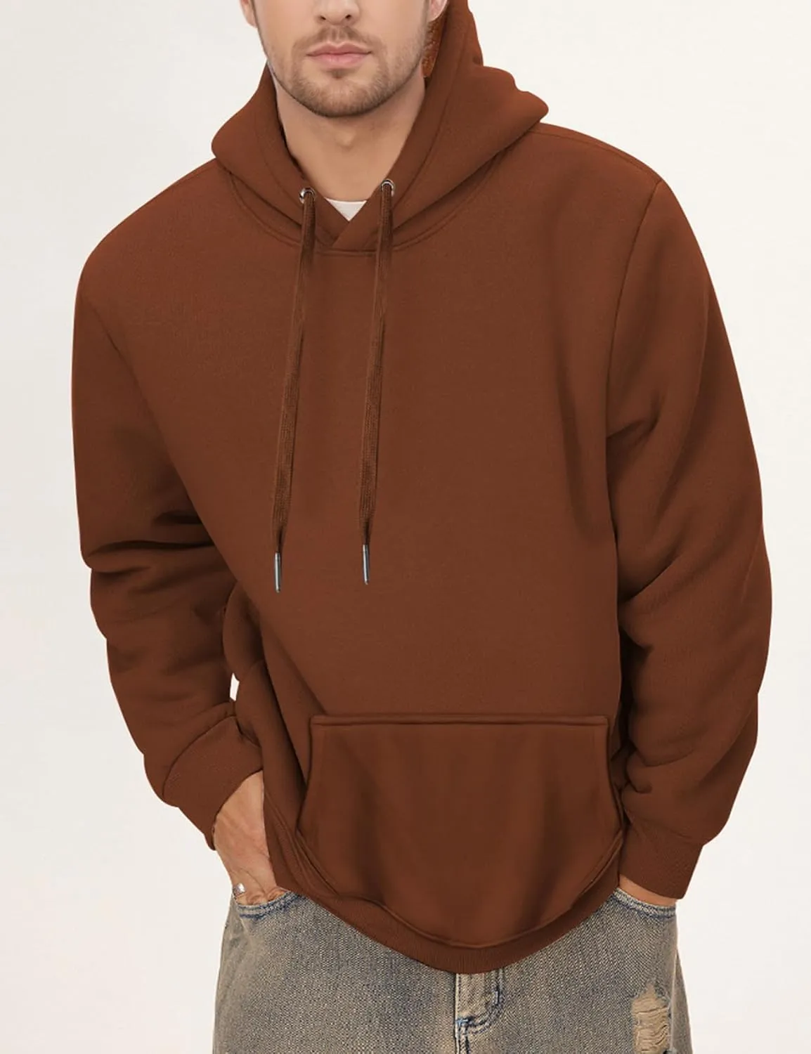 Gihuo Men's Warm Crewneck Sherpa Lined Fleece Sweatshirt Pullover Tops