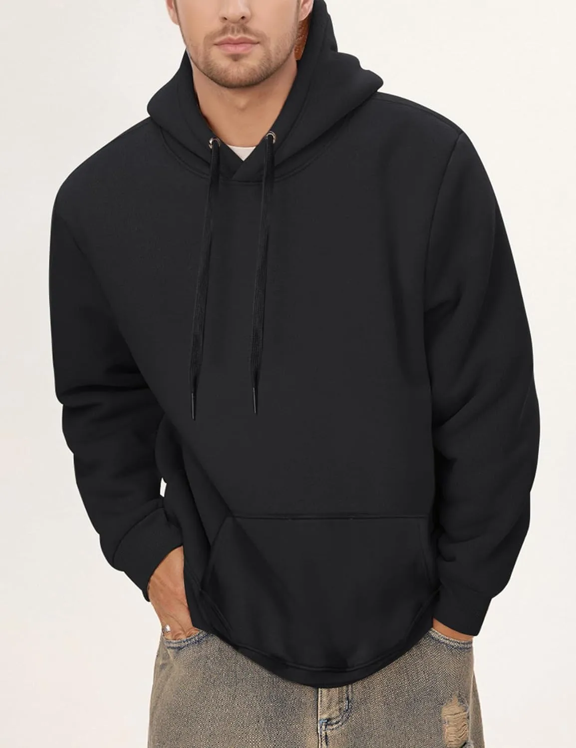 Gihuo Men's Warm Crewneck Sherpa Lined Fleece Sweatshirt Pullover Tops