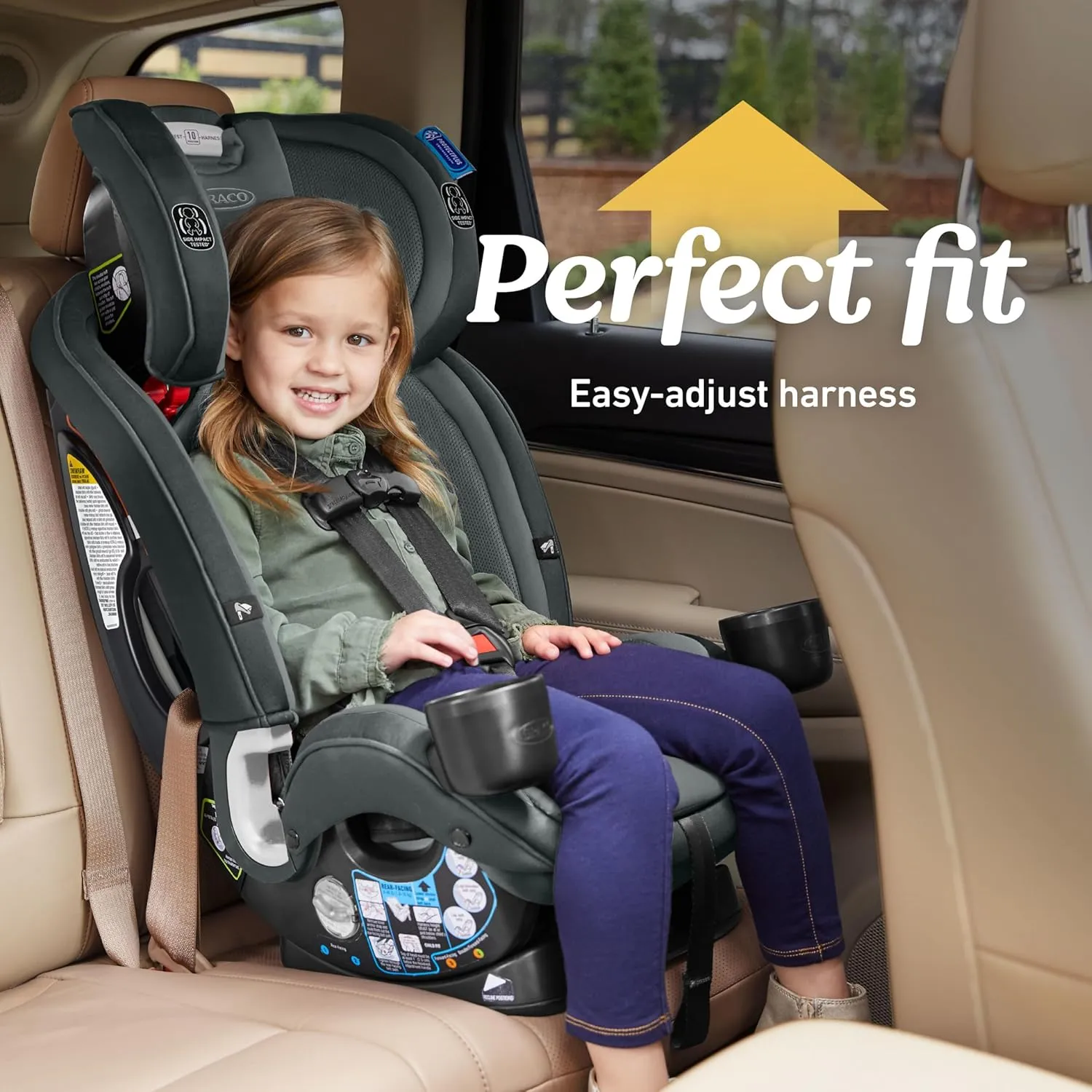 Graco SlimFit3 LX 3-in-1 Slim Car Seat, Rear Facing, Forward Facing to Highback Booster Car Seat, Katrina