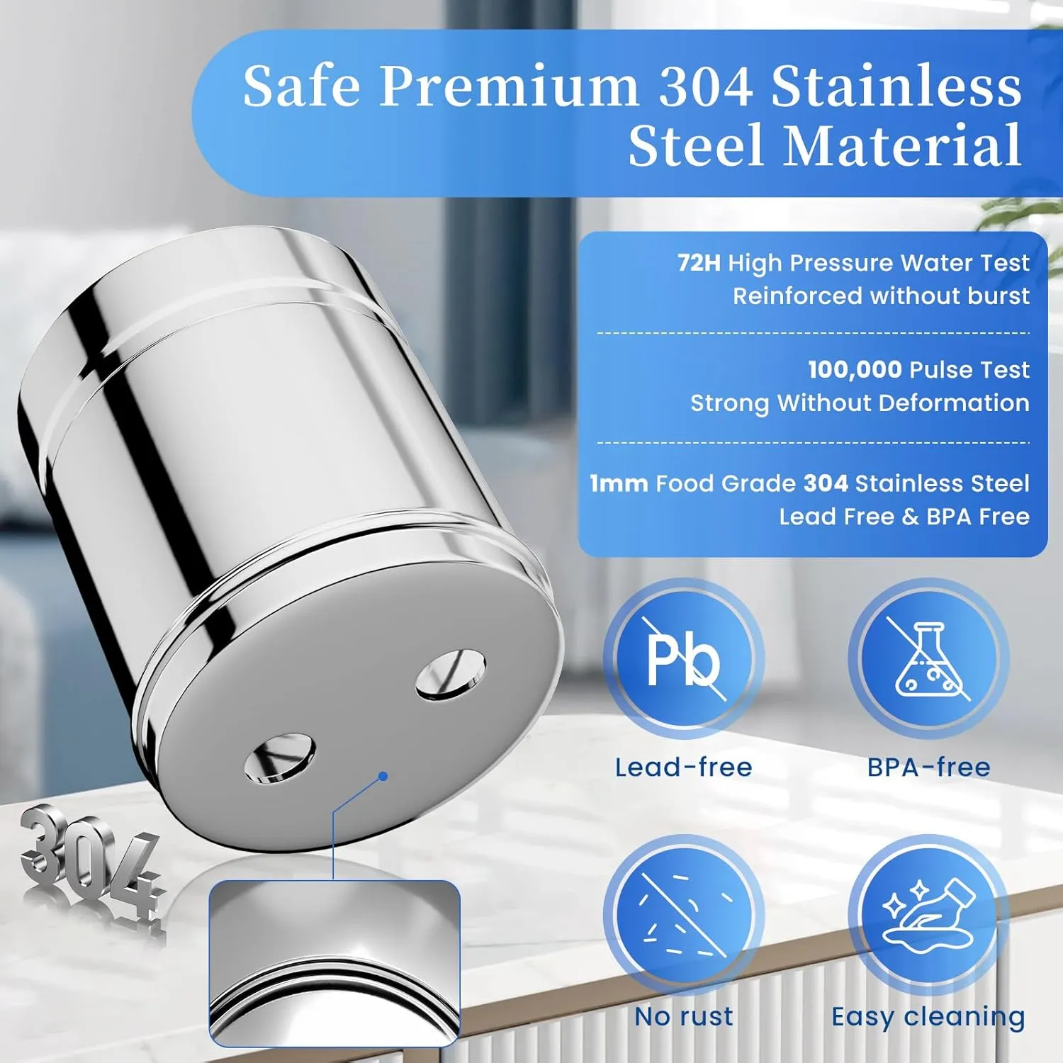 Gravity Water Filter System, 2.25G Berkey Stainless Steel Countertop System Water Purifier, Reduce 99% Chlorine for Home Camping Backpacking RVing, 2 Carbon Filters