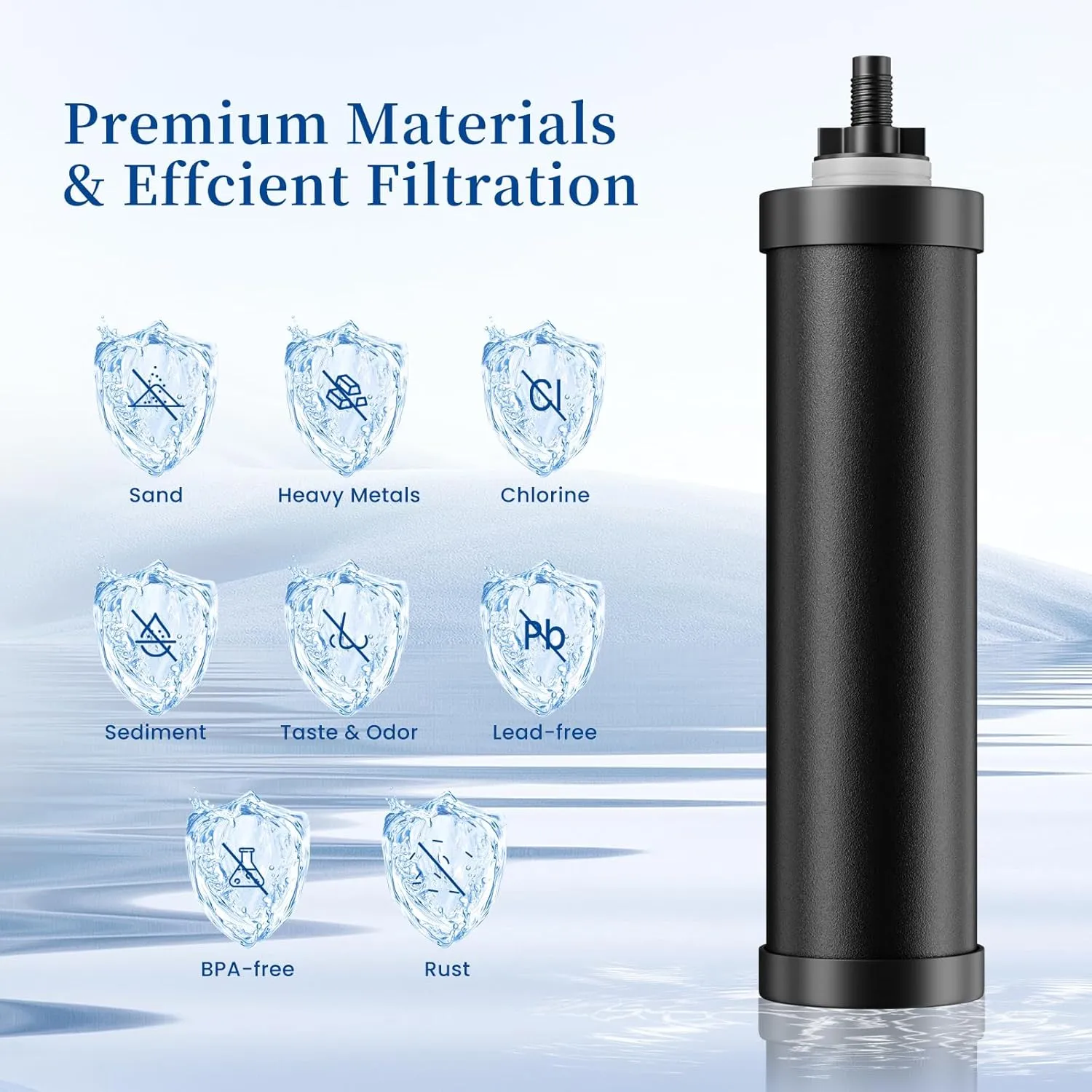 Gravity Water Filter System, 2.25G Berkey Stainless Steel Countertop System Water Purifier, Reduce 99% Chlorine for Home Camping Backpacking RVing, 2 Carbon Filters