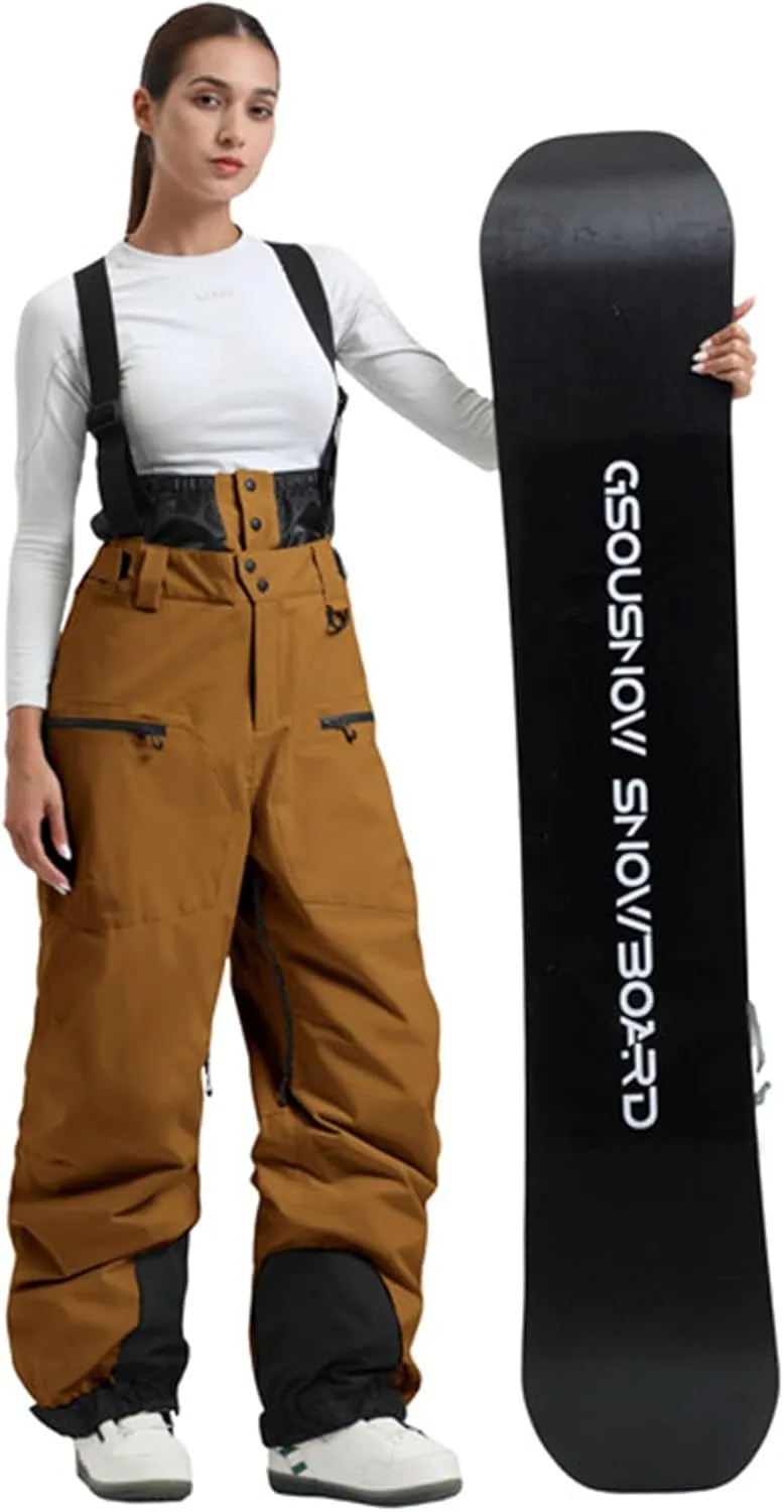 GSOU SNOW Men Snow Bibs Women Baggy Ski Pants Snowboard Overall Insulated Waterproof Windproof Warm Winter