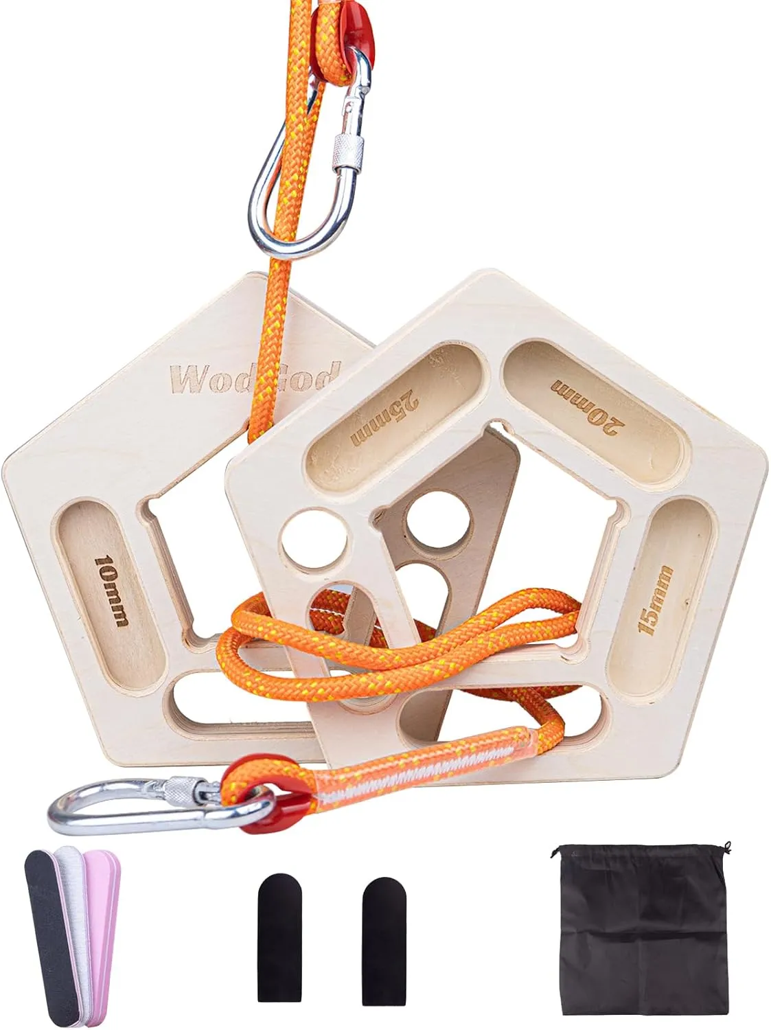 Hang Holds for Rock Climbing,Hangboard Rock Climbing,Includes 3 Kinds of Finger Files,2pcs Finger Rubber Pads,2pcs Climbing Ropes with Strap Hooks,1pcs Carry Bag,Finger Strengthener for Anywhere