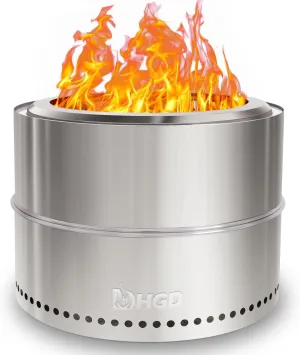 HGD 20 inch Smokeless Firepit Outdoor, Portable Smokeless Fire Pit for Camping with Travel Bag, Stainless Steel Wood Burning Stove for Backyard & Patio, Easy Setup & Compact Storage