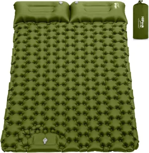 HiiPeak Double Sleeping Pad - Self Inflating 4" Extra-Thick for 2 Person with Pillow Built-in Foot Pump Inflatable Sleeping Mat for Backpacking, Hiking, Traveling, Tent, Portable Camping Mat