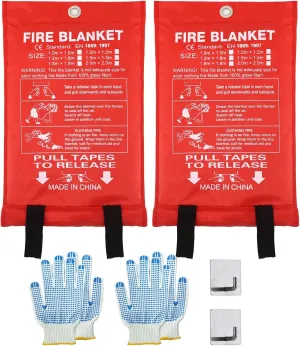 Home Emergency Fire Blankets 40 x 40 Fiberglass Fire Blankets Essential Emergency Fire Blankets for Home and Kitchen 2 Packs