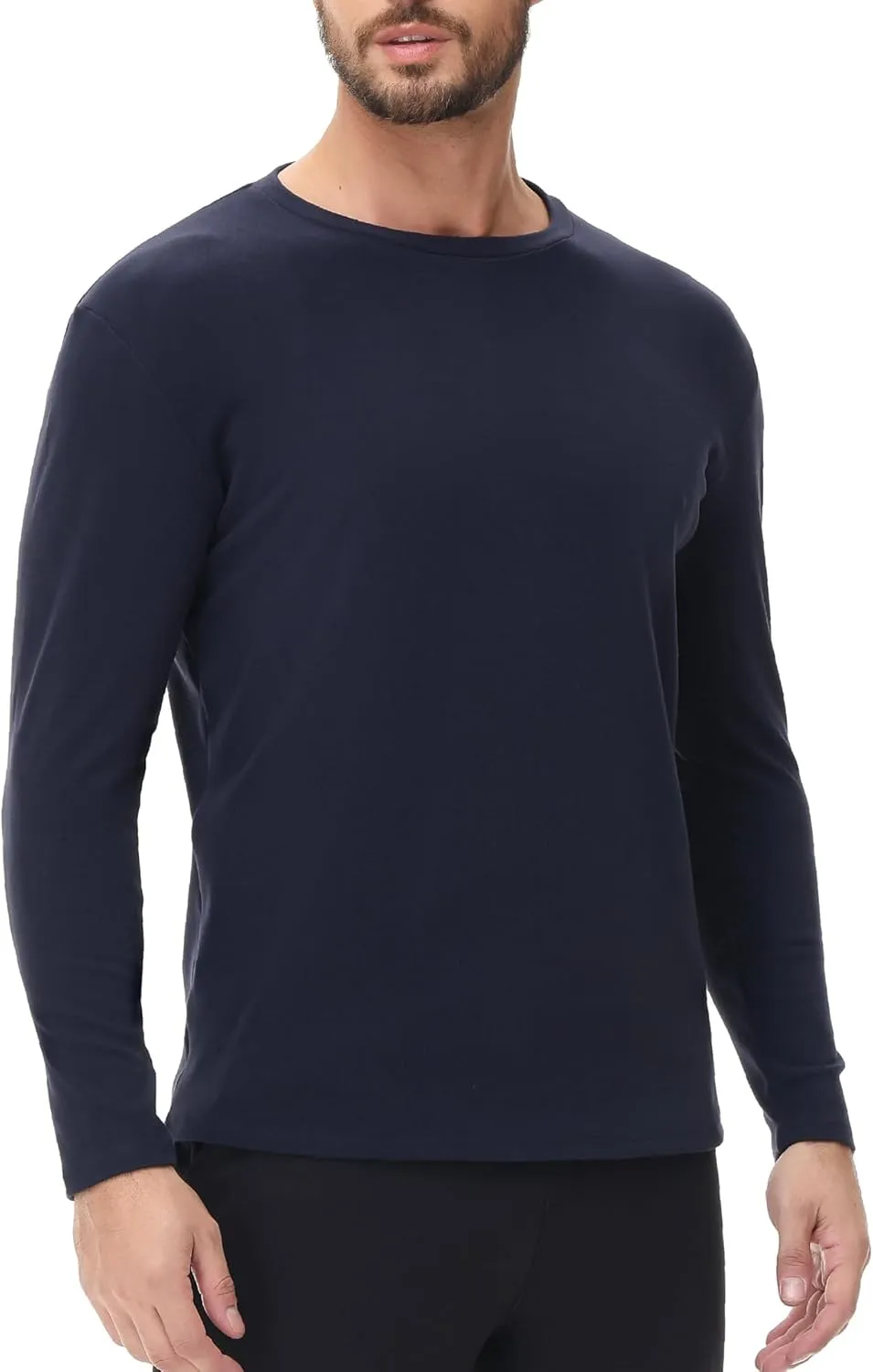 HUGE SPORTS Thermal Underwear for Men Long Sleeve Thermal Shirts Fleece Lined Crew Neck Base Layer Thermal Underwear Top