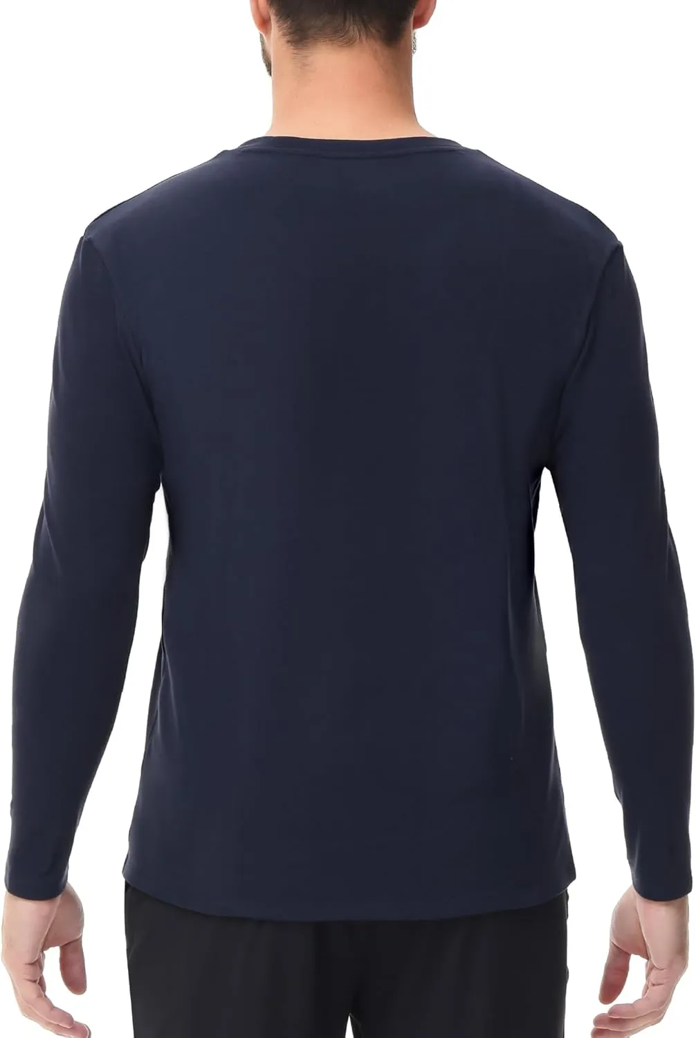 HUGE SPORTS Thermal Underwear for Men Long Sleeve Thermal Shirts Fleece Lined Crew Neck Base Layer Thermal Underwear Top