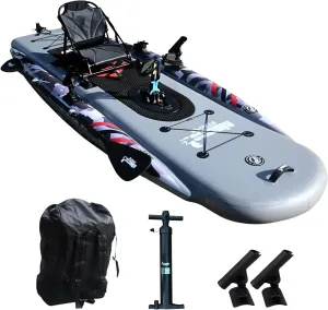 Inflatable Fishing Kayak for Adults - 1 Person, Pedal Drive, Folding, with Movable Seat, Hand Pump & Paddle & Oxford Bag, 410lbs Capacity