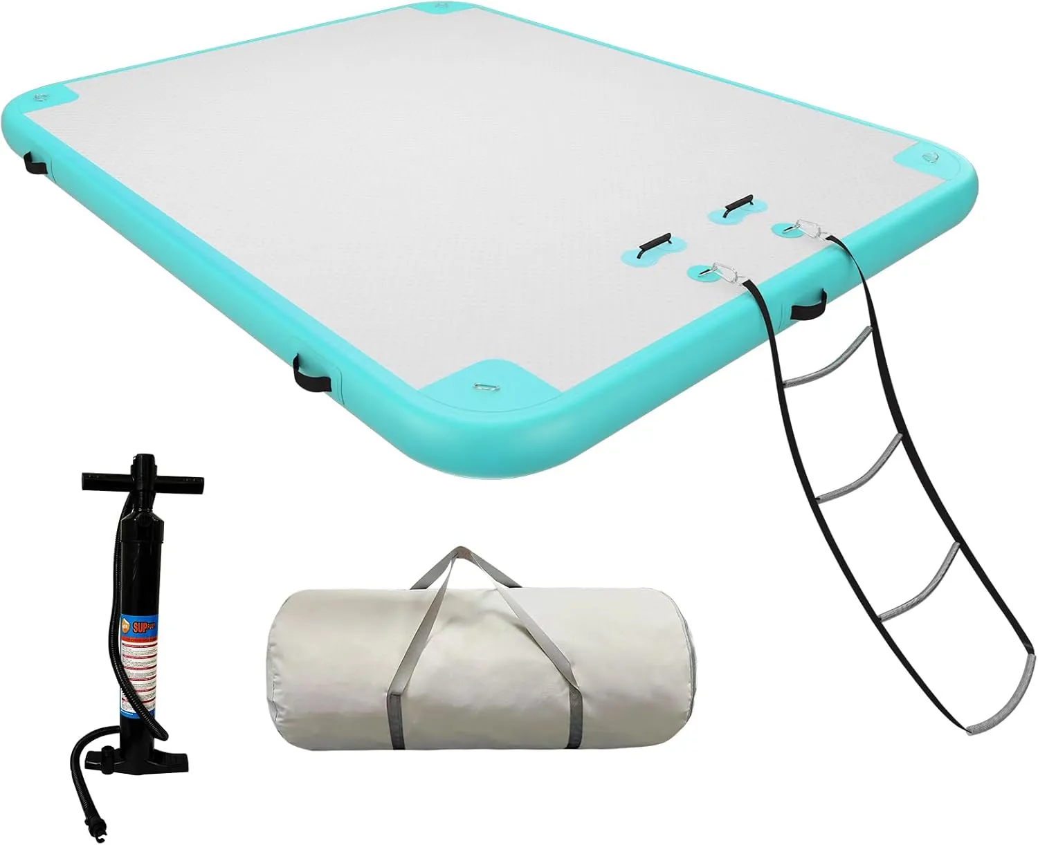 Inflatable Floating Dock Air Dock Platform Floating Island Raft with None-Slip Surface for Pool Beach Ocean