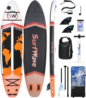 Inflatable Stand Up Paddle Board 11'x34 x6 Universal Touring SUP Board - Stable & Fast for Beginners & Professionals