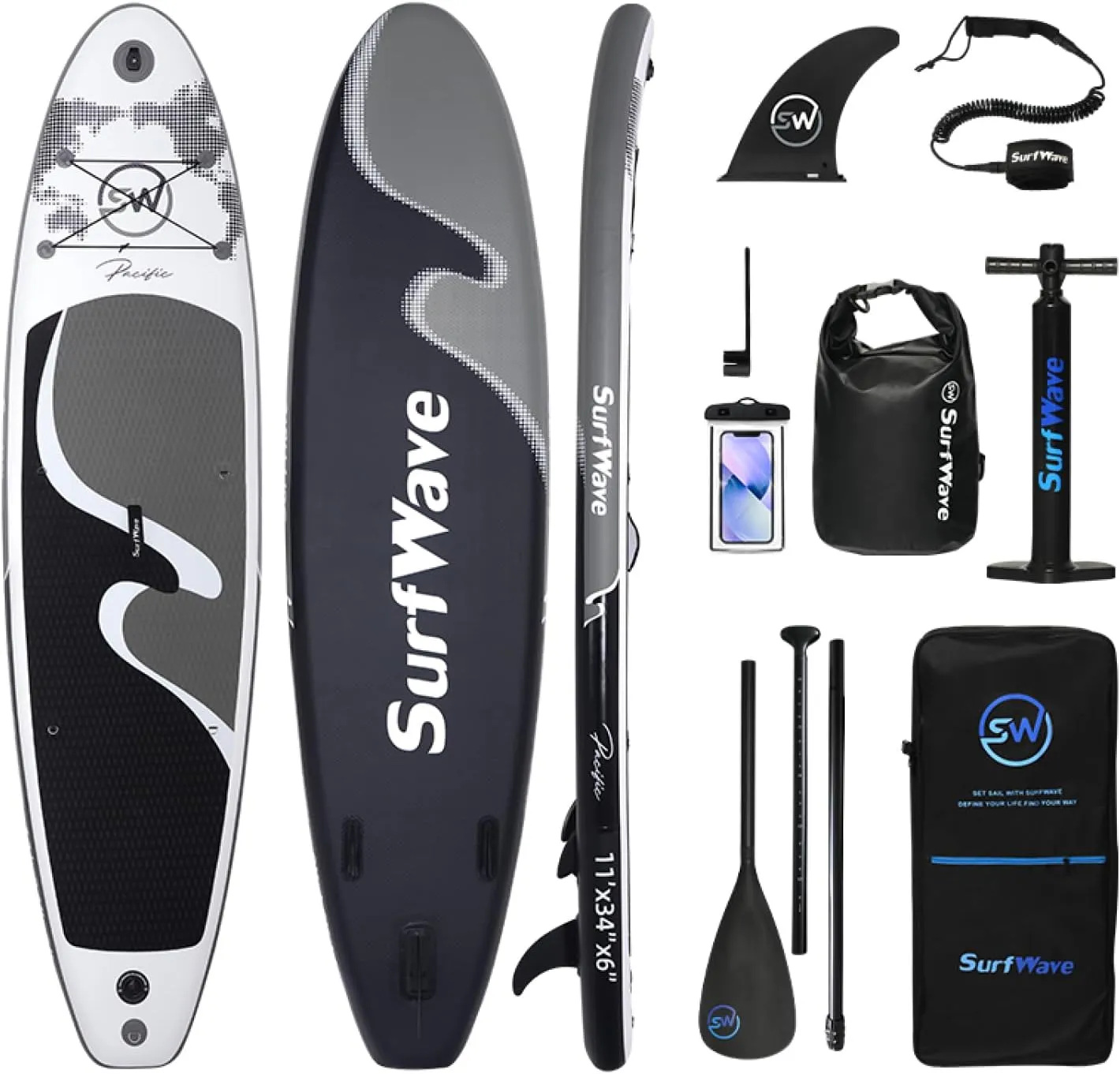 Inflatable Stand Up Paddle Board 11'X34 X6 - Versatile & Stable for Beginners & Open Water Paddling