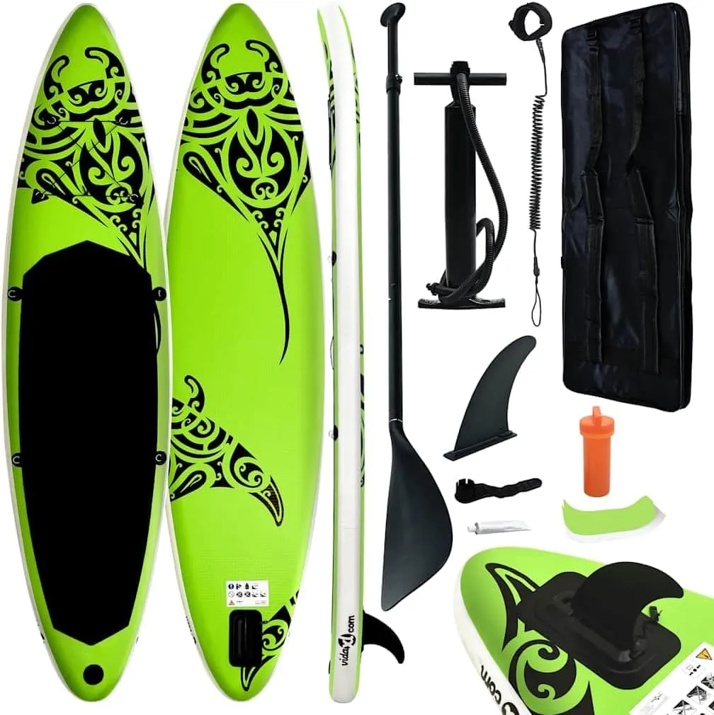 Inflatable Stand Up Paddleboard Set 120.1"x29.9"x5.9" Puncture-Proof Design, Complete with Accessories, Green