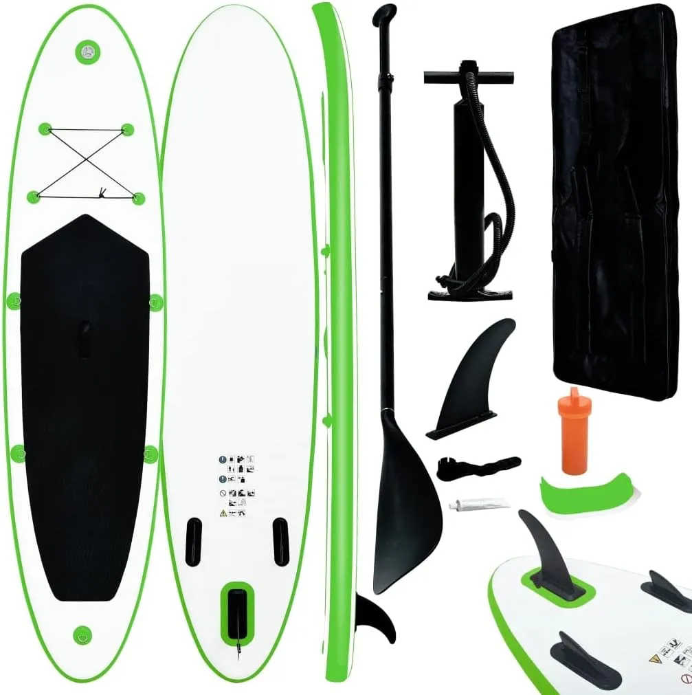 Inflatable Stand Up Paddleboard Set Green and White 11.2kg/24.64ib Paddleboards