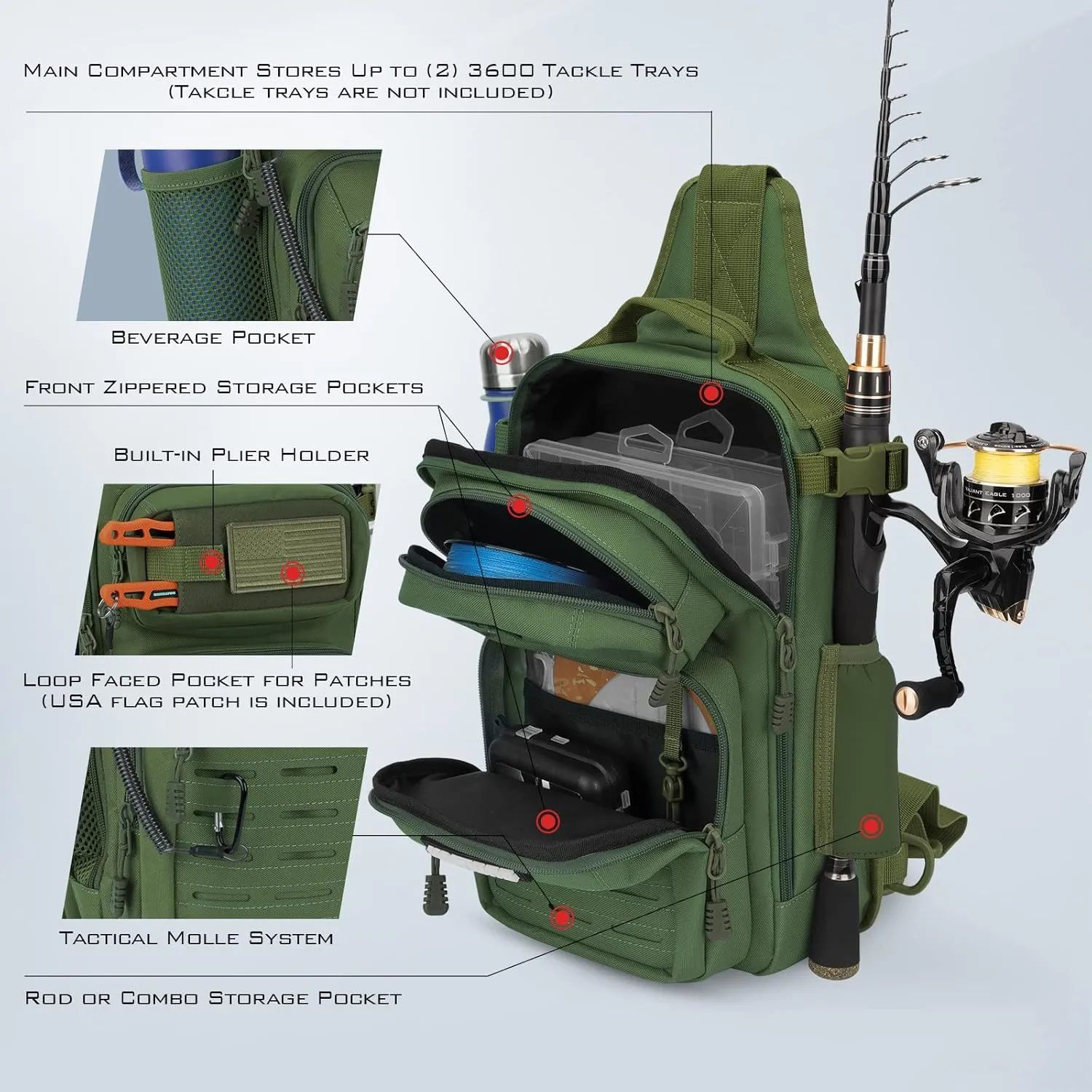KastKing BlowBak Tactical Sling Tackle Bag-Lightweight Fishing Backpack Storge Fishing Gear and Equipment,Gift for Men