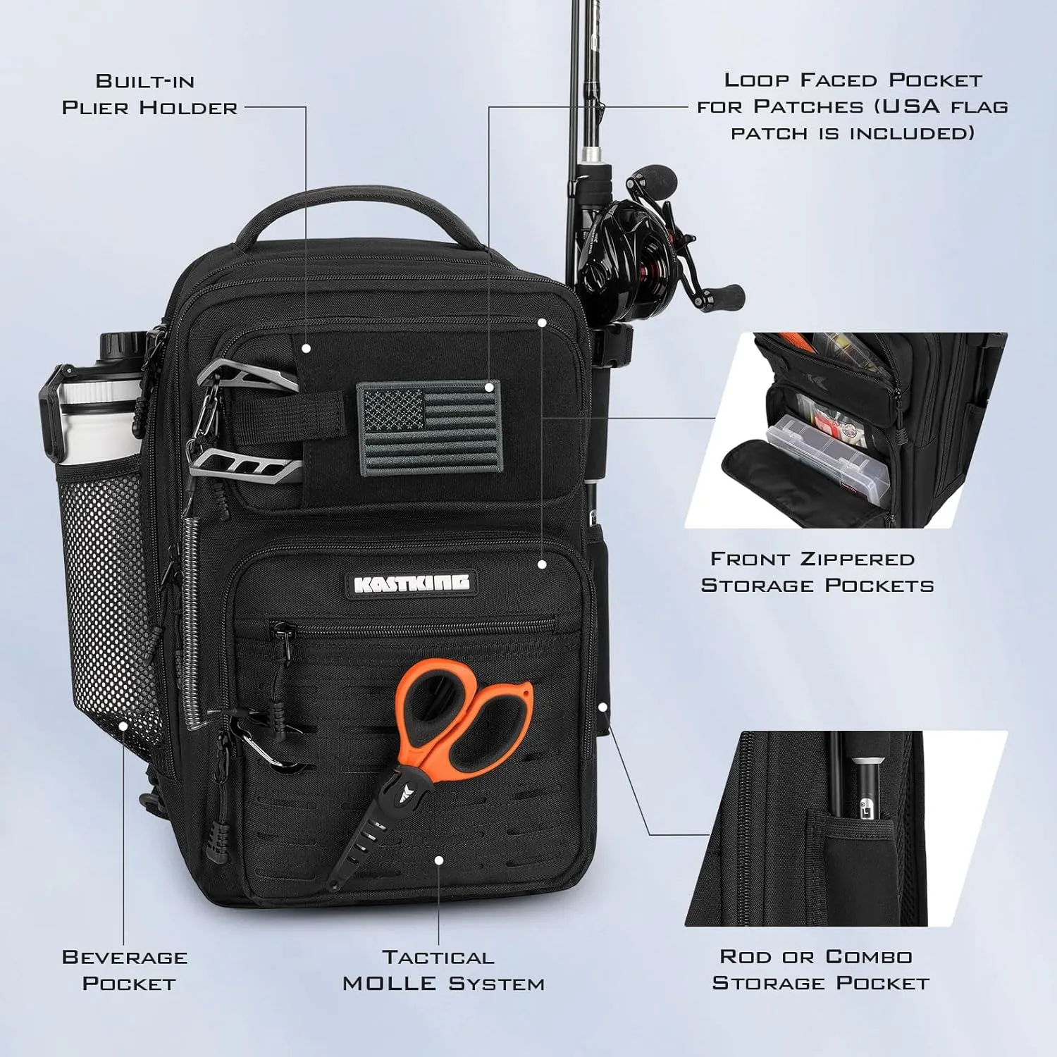 KastKing BlowBak Tactical Sling Tackle Bag-Lightweight Fishing Backpack Storge Fishing Gear and Equipment,Gift for Men