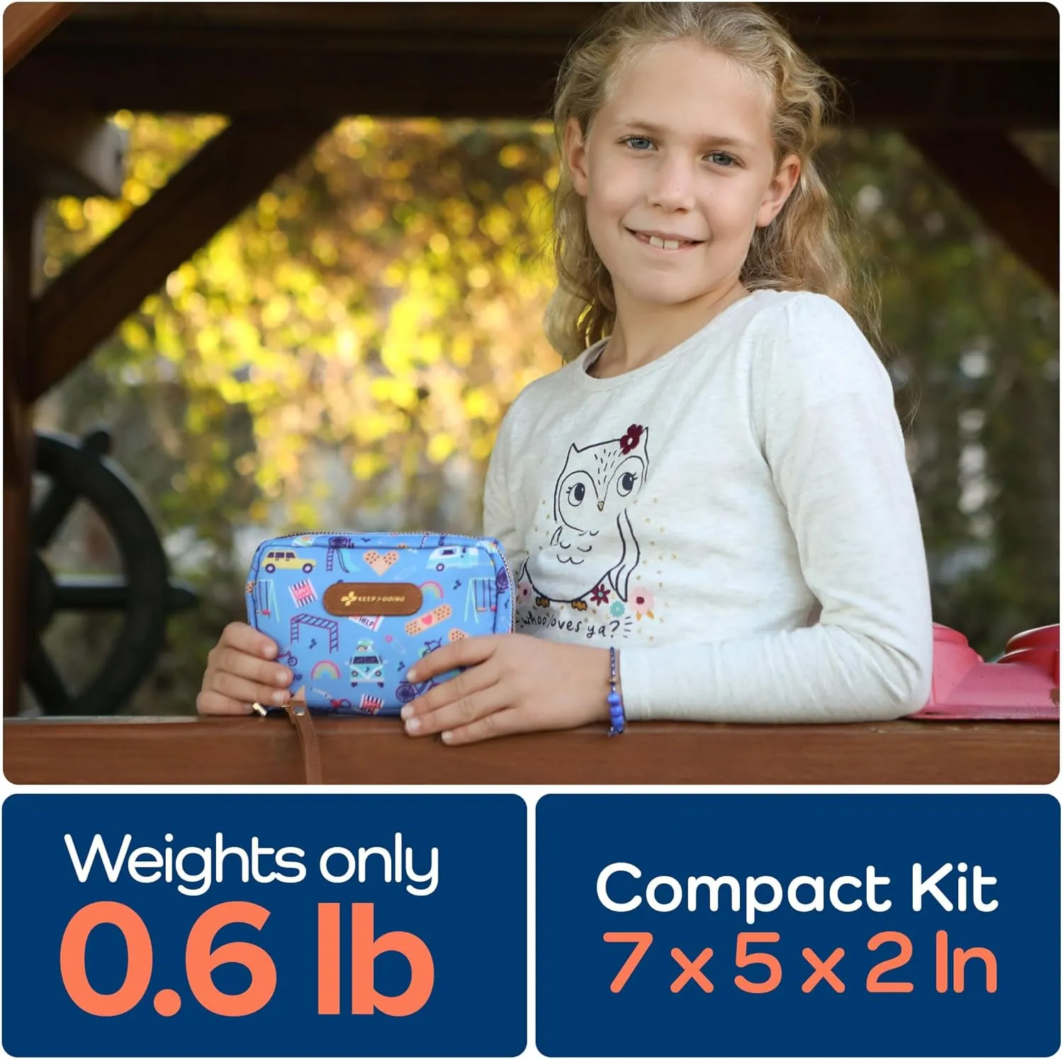 KeepGoing Travel First Aid Kit for Kids  130 Pc. for Car, Home, Purse, Diaper Bag & Backpack with Latex-Free Bandages - Mini First Aid Kit Travel Size TSA-Approved