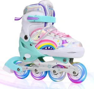 Kids Inline Skates Adjustable for Girls with All Wheels Light up, Fun Illuminating Girls Inline Skates for Toddlers Beginner Outdoor Indoor Sports
