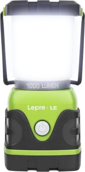 LE 1000LM Battery Powered LED Camping Lantern, Waterproof Tent Light with 4 Light Modes, Camping Essentials, Portable Lantern Flashlight for Camping, Emergency Light, Power Outages, Not Rechargeable