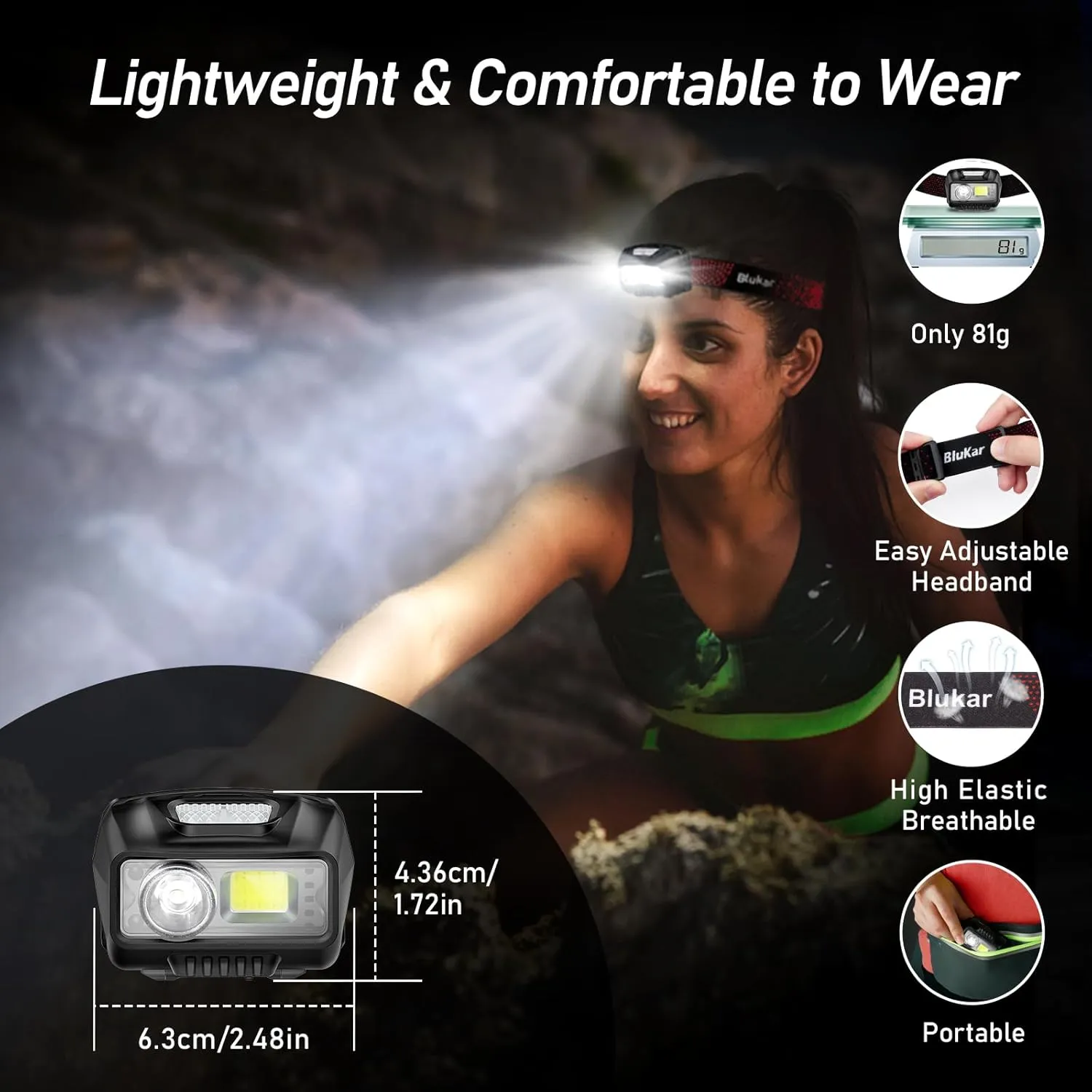 LED Headlamp,2000L Super Bright Rechargeable Headlight Flashlight with White&Red Light 2 Pack - Motion Sensor,Dimmable Brightness,8 Modes,Spotlight&Floodlight,IPX5 Waterproof for Camping,Hiking