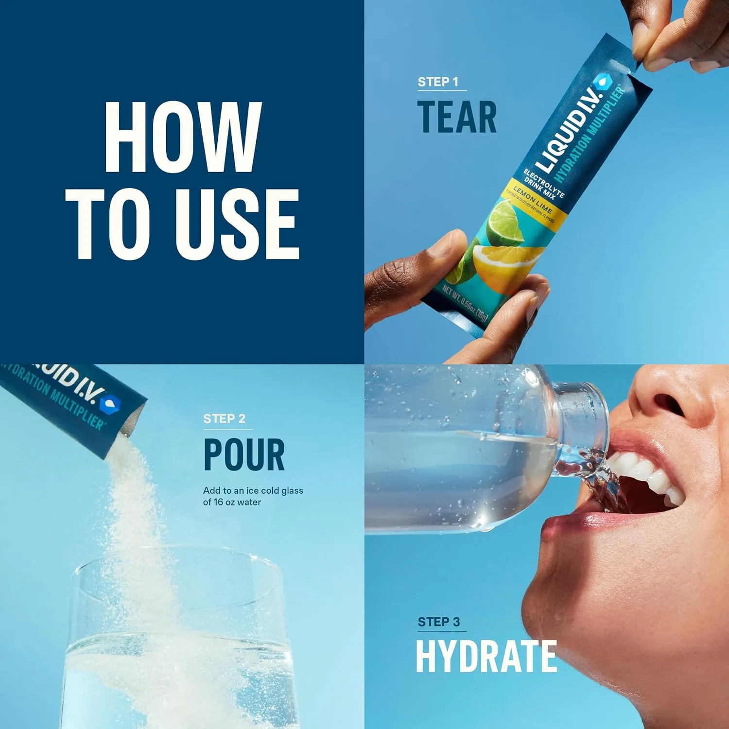 Liquid I.V. Hydration Multiplier - Lemon Lime | Electrolyte Powder Drink Mix | 1 Pack (16 Servings)