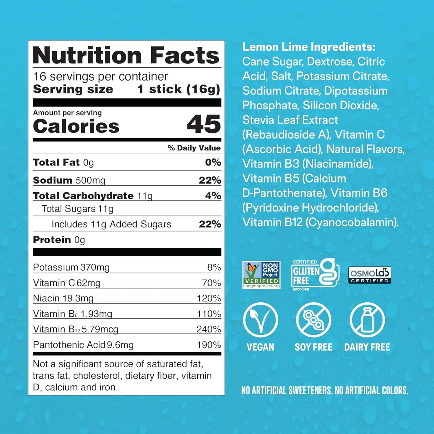 Liquid I.V. Hydration Multiplier - Lemon Lime | Electrolyte Powder Drink Mix | 1 Pack (16 Servings)