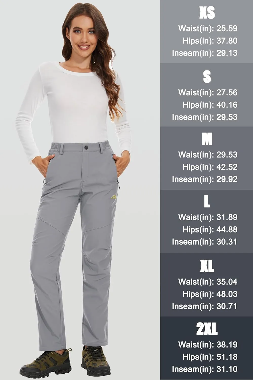 MAGCOMSEN Women's Fleece Lined Waterproof Insulated Softshell Pants Outdoor Snow Ski Pants Winter Warm Hiking Pants