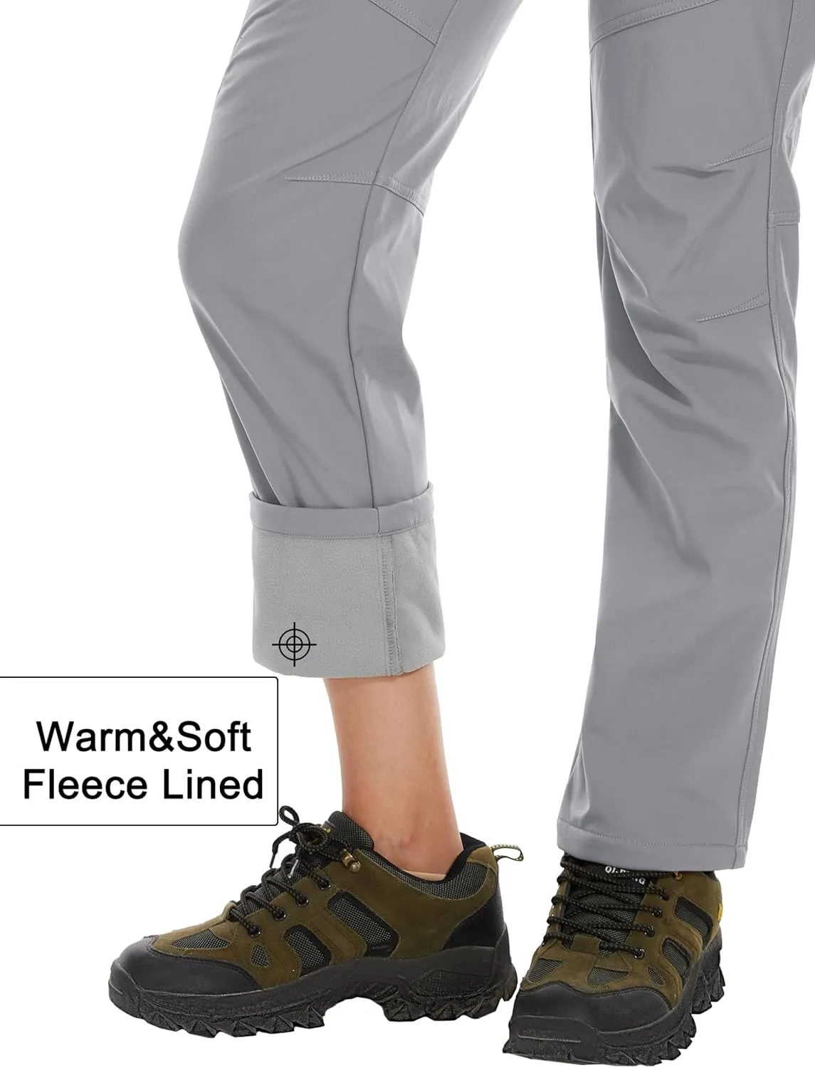 MAGCOMSEN Women's Fleece Lined Waterproof Insulated Softshell Pants Outdoor Snow Ski Pants Winter Warm Hiking Pants
