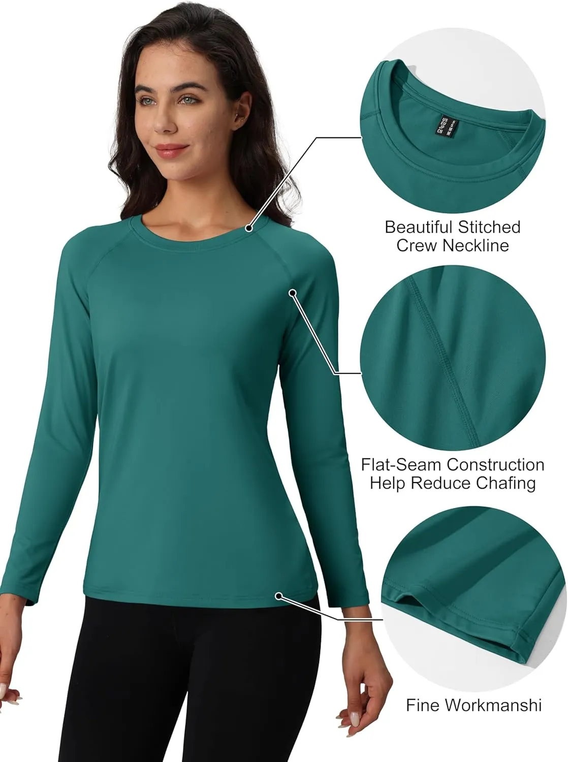 MAGCOMSEN Women's Thermal Shirts Fleece Lined Undershirt Long Sleeve Tops Warm Workout Winter Base Layer