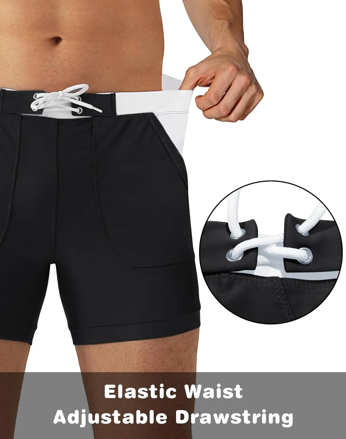 MAGNIVIT Men's Swimwear Swimsuits Solid Basic Long Swim Sport Trunks Board Shorts with Pockets