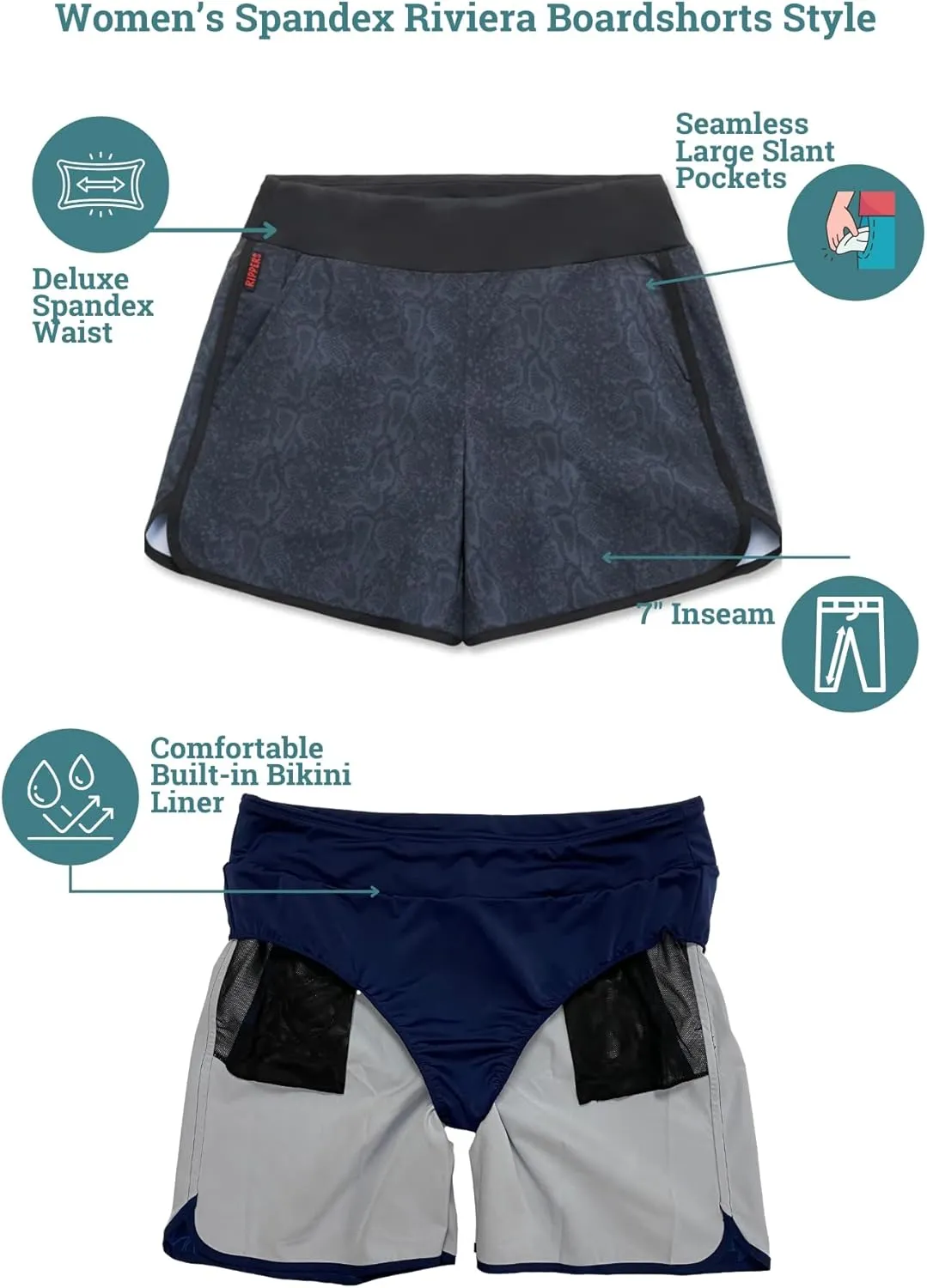 Maui Womens Plus Size Bathing Suit Swim Shorts Board Shorts