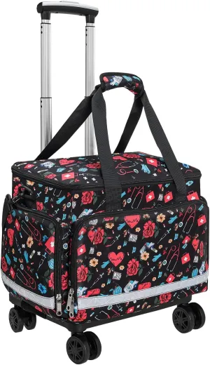 Medical Bag Rolling Roller Bag Trolley Duffel Nurses EMT CNA RN Empty for First Aid Responder Home Health Care Nursing Student Roll Duffle Bag Carry on Wheels Wheeled Work Physicians Doctor
