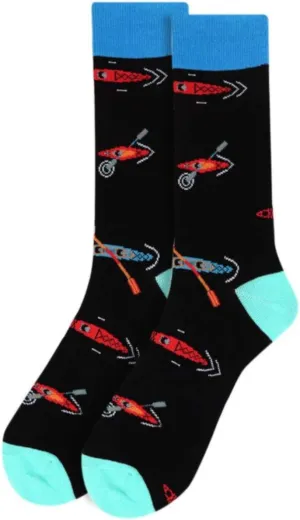Men's Black Kayak Kayaking Water Sports Novelty Dress & Trouser Socks