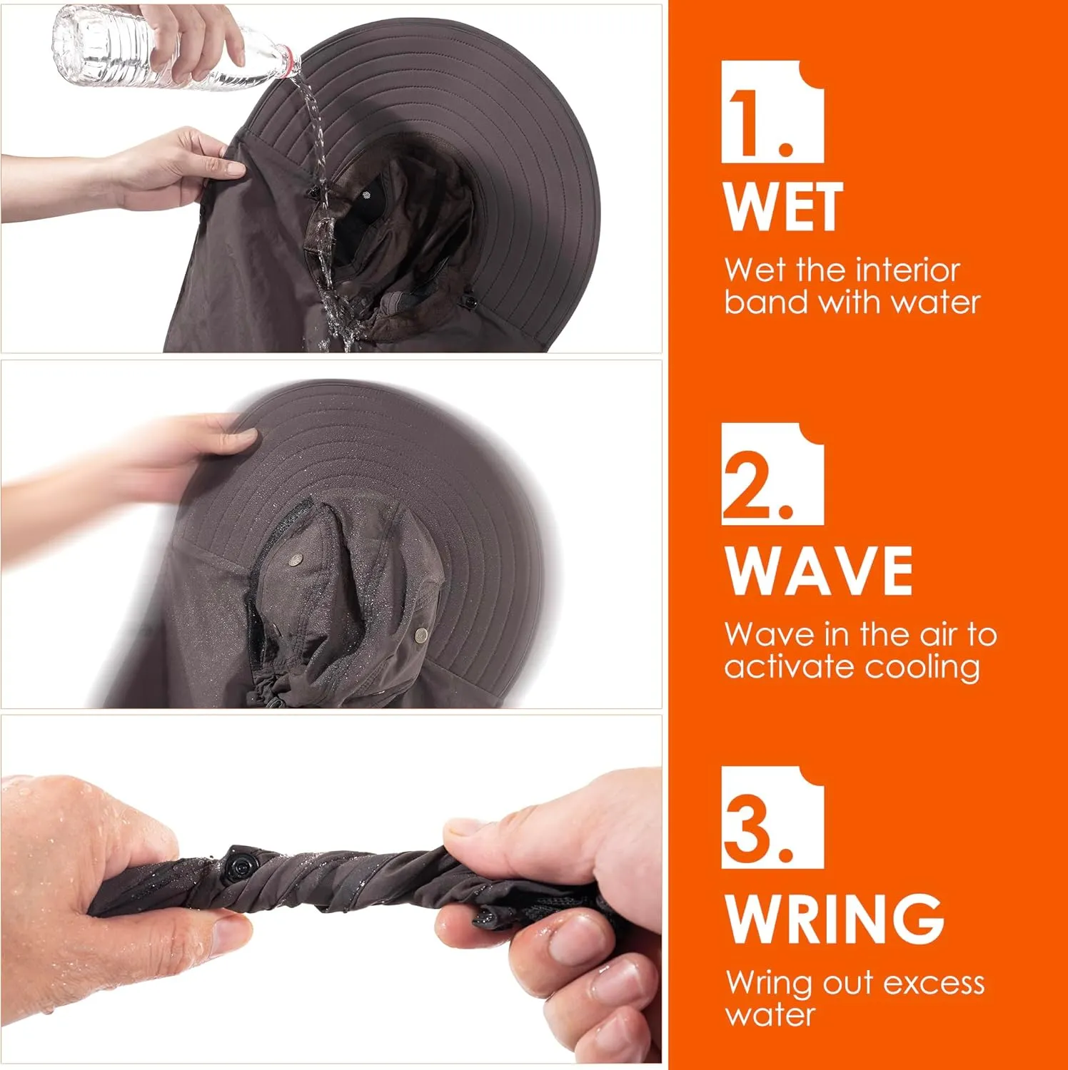 Mens Women Fishing Hat UPF 50  Wide Brim Sun Hat with Face Cover & Neck Flap
